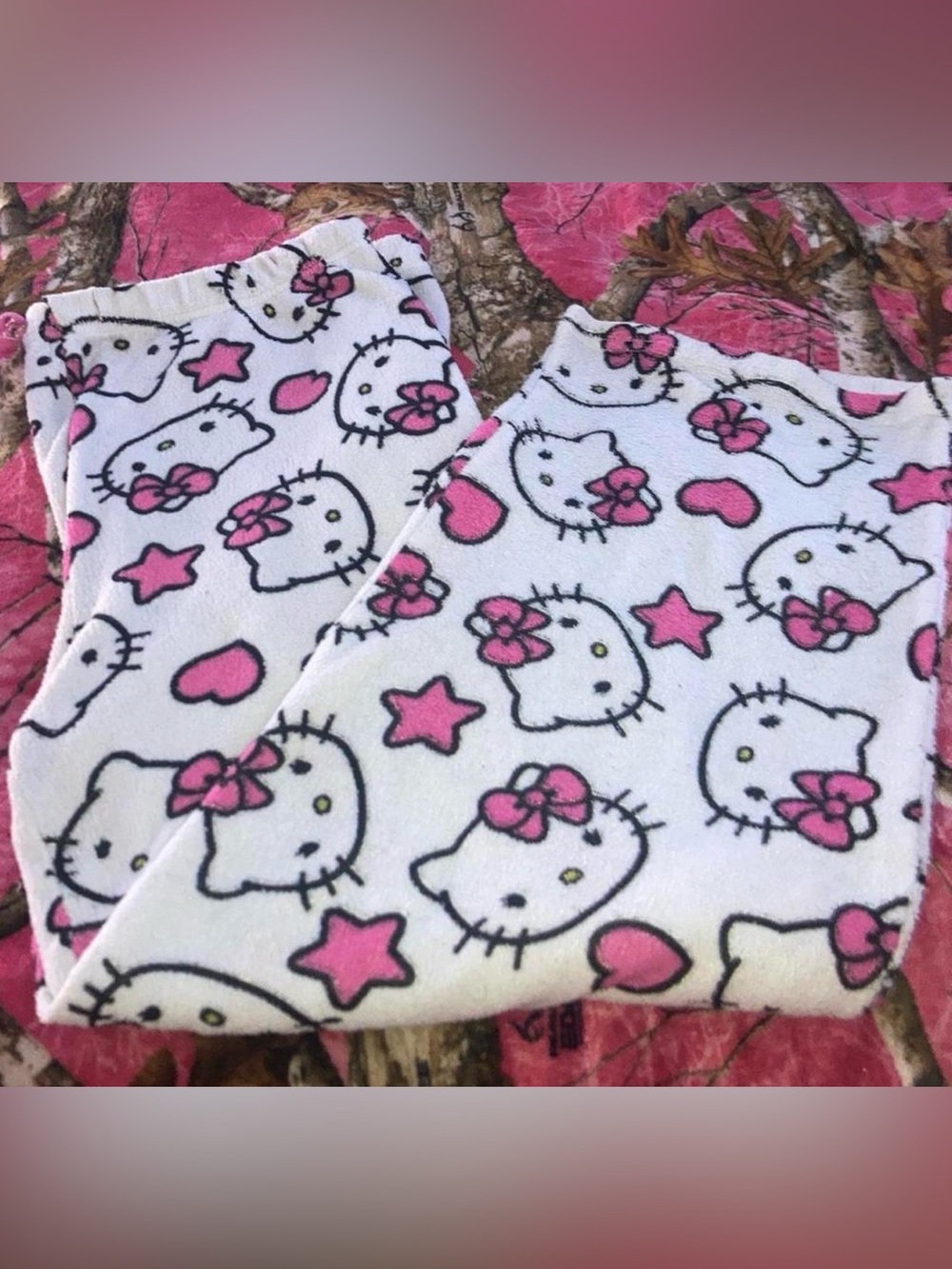 Vintage Hello Kitty White and Pink Plush Pajama pants